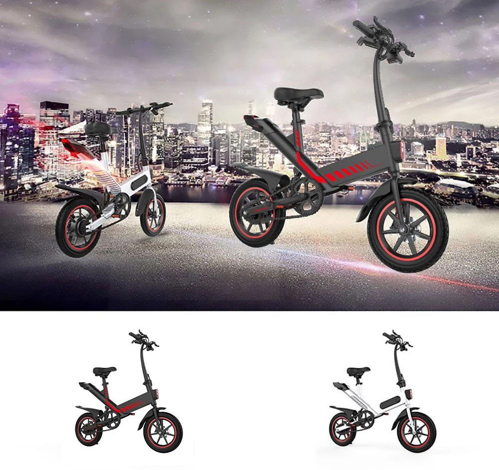 Y1 Electric Bike 350W Motor 36V 10.4Ah Battery 14'' Tire 25km/h Max Speed 30-40km Range - Black