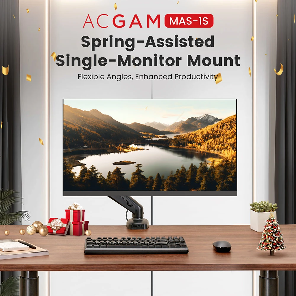 ACGAM MAS-1S Spring-Assisted Single-Monitor Mount with Flexible Angle and Installation