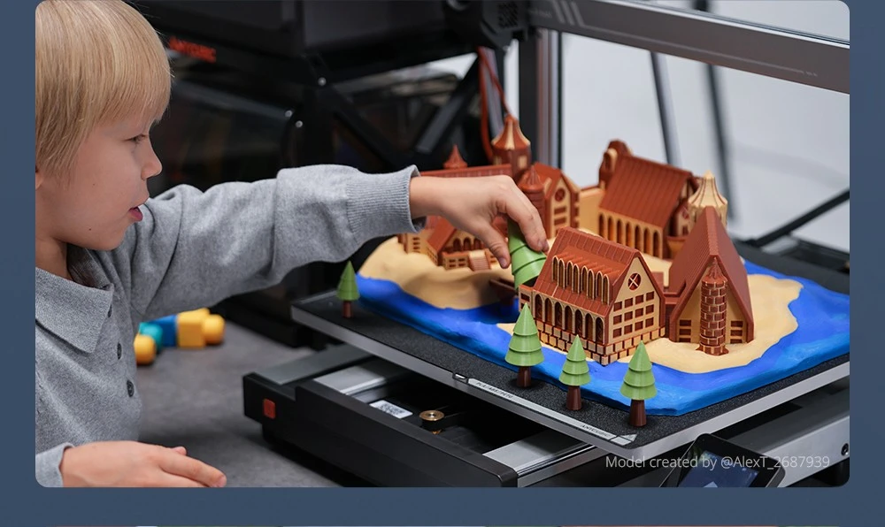 Imprimante 3D Anycubic Kobra 3 Max Combo, impression jusqu'à 8 couleurs, moteur couleur ACE Pro, impression haute vitesse 600 mm/s, mise à niveau automatique et anti-perte de pas, 420 x 420 x 500 mm