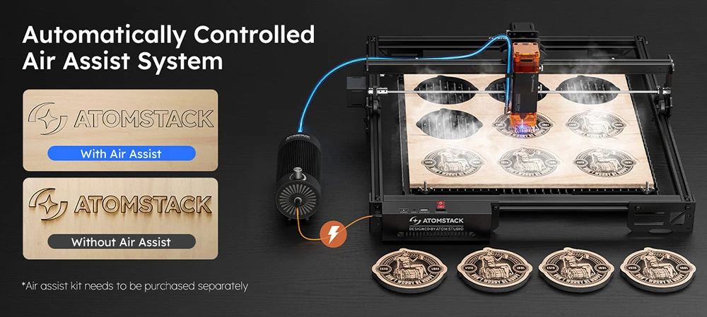 AtomStack A10 Pro V2 10W Laser Engraver, 400mm/s High Speed, 0.01mm Precision, 0.06*0.08mm Spot, 410*380mm