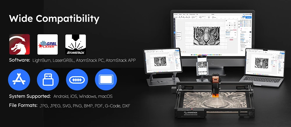 AtomStack A10 Pro V2 10W Laser Engraver, 400mm/s High Speed, 0.01mm Precision, 0.06*0.08mm Spot, 410*380mm