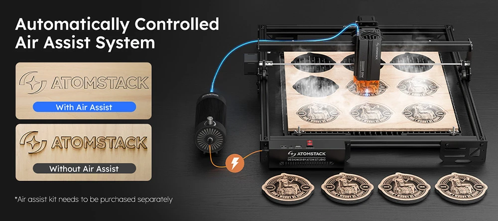 AtomStack A20 Pro V2 20W Laser Engraver, 400mm/s High Speed, 0.01mm Precision, 0.08 x 0.1mm Spot, 400*365mm