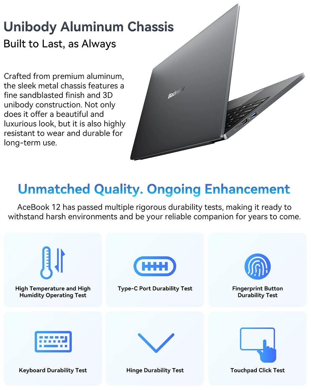 Blackview Acebook 12 Laptop, 16 inch 1920*1200 IPS Screen, Intel Core i5-1030NG7 4 Cores Max 3.5GHz, 16GB RAM 512GB SSD, WiFi 5 Bluetooth 4.2, 1*Full-featured Type-C, 2* USB 3.2, 1* USB 2.0, 1* HDMI, 1* SD Card, 1* Audio Jack, 57Wh Battery