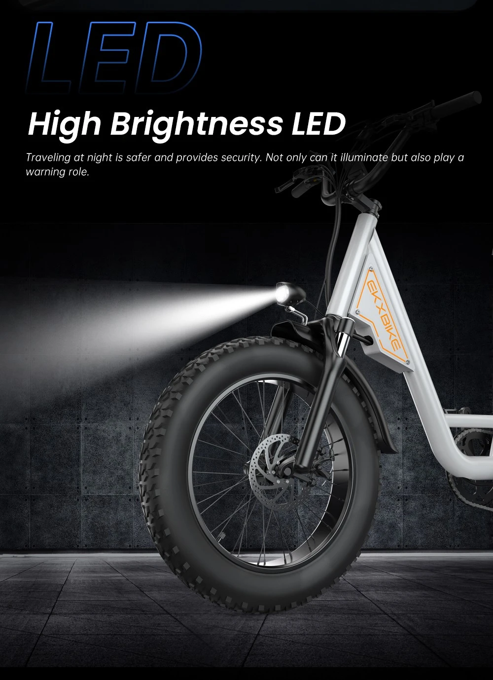 EKXBIKE L1 Electric Bike, 1000W Motor, 48V 15.6Ah Battery, 20*4 inch Fat Tire, 55km/h Max Speed, 80km Range, Disc Brake, Front & Rear Suspension,