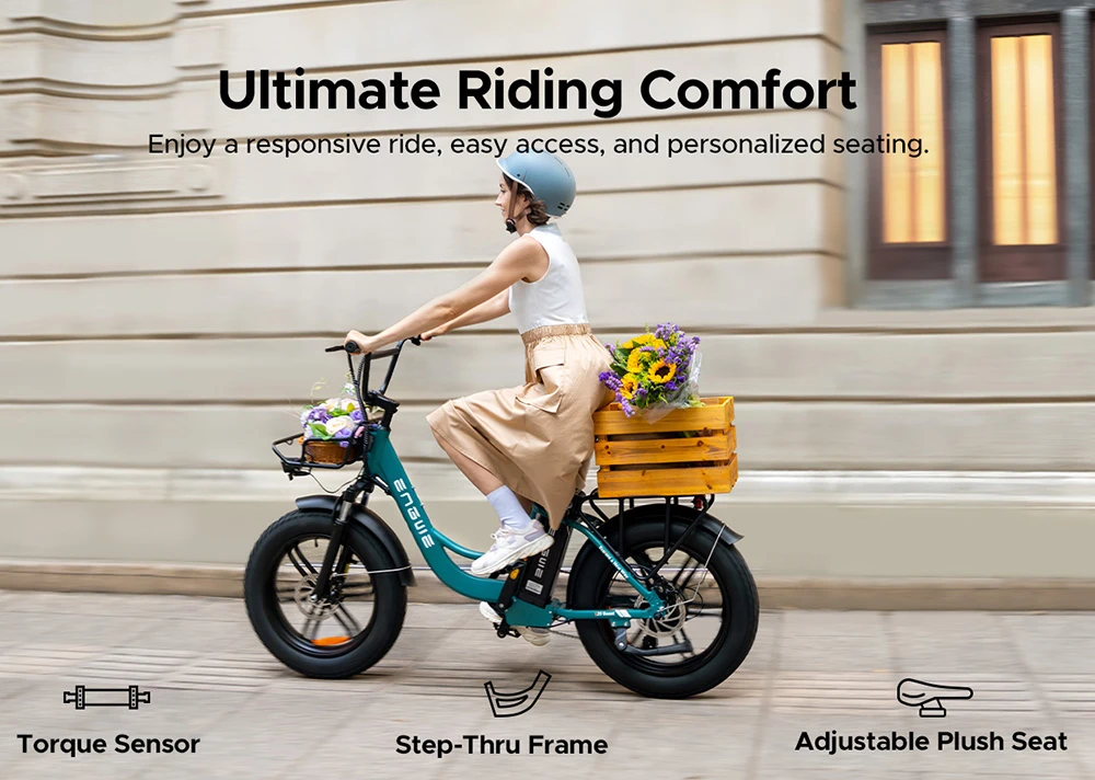 Vélo électrique ENGWE L20 BOOST, moteur 250 W, batterie 48 V 13 Ah, pneus larges 20 x 4 pouces, vitesse maximale 25 km/h, autonomie maximale 126 km, capteur de couple, Shimano 7 vitesses, suspension de fourche avant, freins à disque mécaniques - Noir
