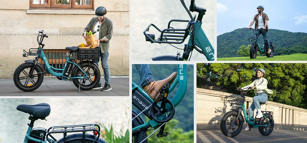 Vélo électrique ENGWE L20 BOOST, moteur 250 W, batterie 48 V 13 Ah, pneus larges 20 x 4 pouces, vitesse maximale 25 km/h, autonomie maximale 126 km, capteur de couple, Shimano 7 vitesses, suspension de fourche avant, freins à disque mécaniques - Noir