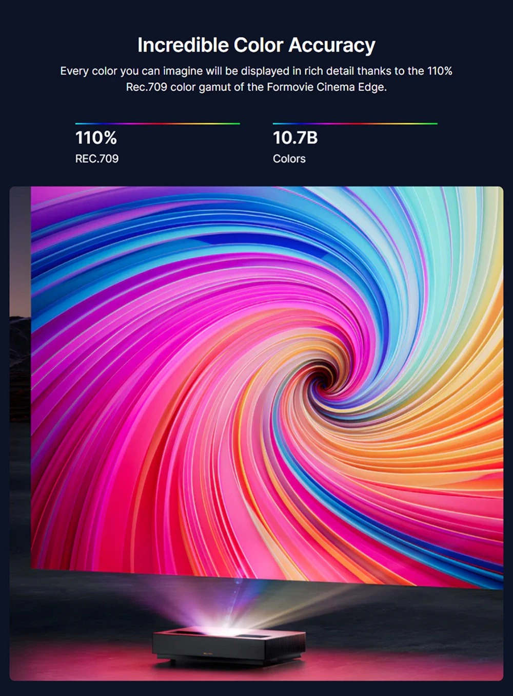 Formovie Cinema Edge 4K lézer projektor, 2100 ISO lumen, Google TV, beépített Netflix, Dolby Audio, 2*15W hangszórók, HDR10, WiFi 6