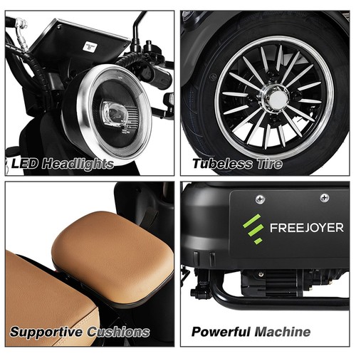 Freejoyer FV6 Electric Tricycle, 1000W Motor, 60V 20Ah Battery, 10*3 inch Tire, 25km/h Max Speed, 55km Range, Front Disc Brake & Rear Drum Brake, Hydraulic Front Fork - Black