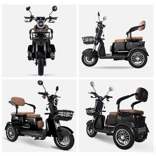 Freejoyer FV6 Electric Tricycle, 1000W Motor, 60V 20Ah Battery, 10*3 inch Tire, 25km/h Max Speed, 55km Range, Front Disc Brake & Rear Drum Brake, Hydraulic Front Fork - Black
