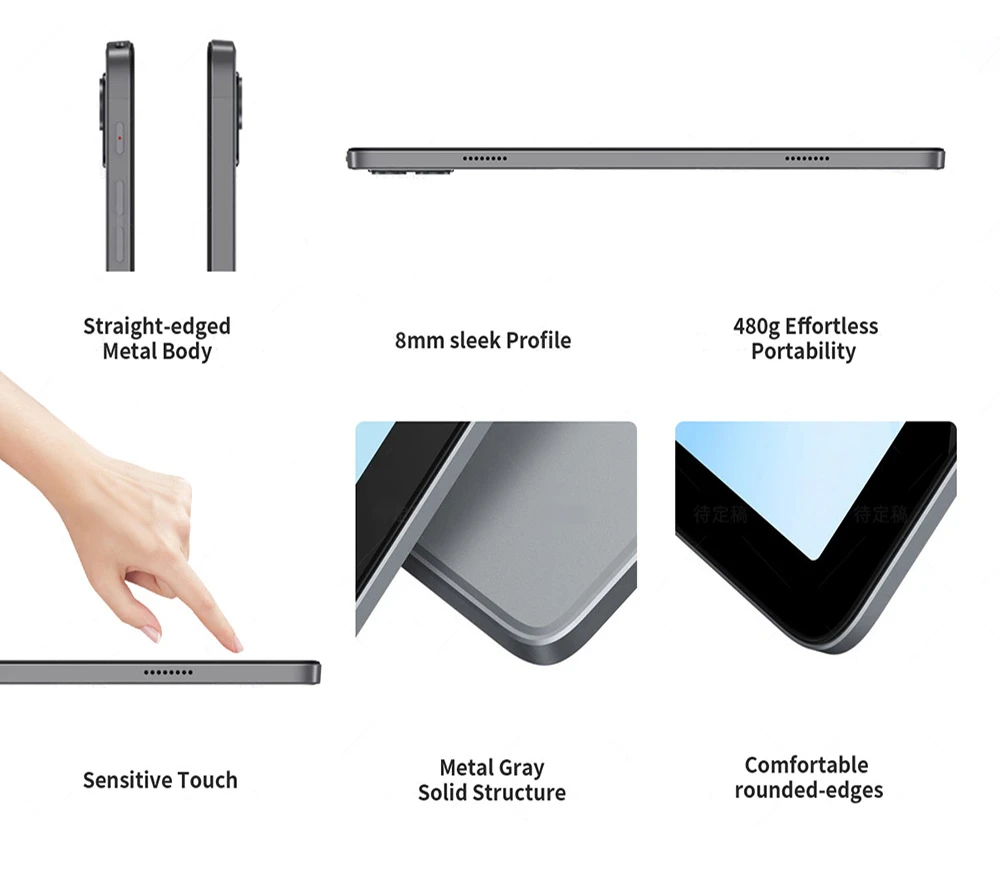 Tablette Android 14 G-tab T11, écran IPS 10,1 pouces 1280 x 800, processeur Unisoc T606 8 cœurs, 1,6 GHz max., 8 Go de RAM (4 Go + 4 Go d'extension), 128 Go de ROM, Wi-Fi 2,4/5 GHz, Bluetooth 5.0, batterie 6580 mAh, appareil photo 8 Mpx + 13 Mpx, double connectivité 4G LTE, Widevine L1 - Gris