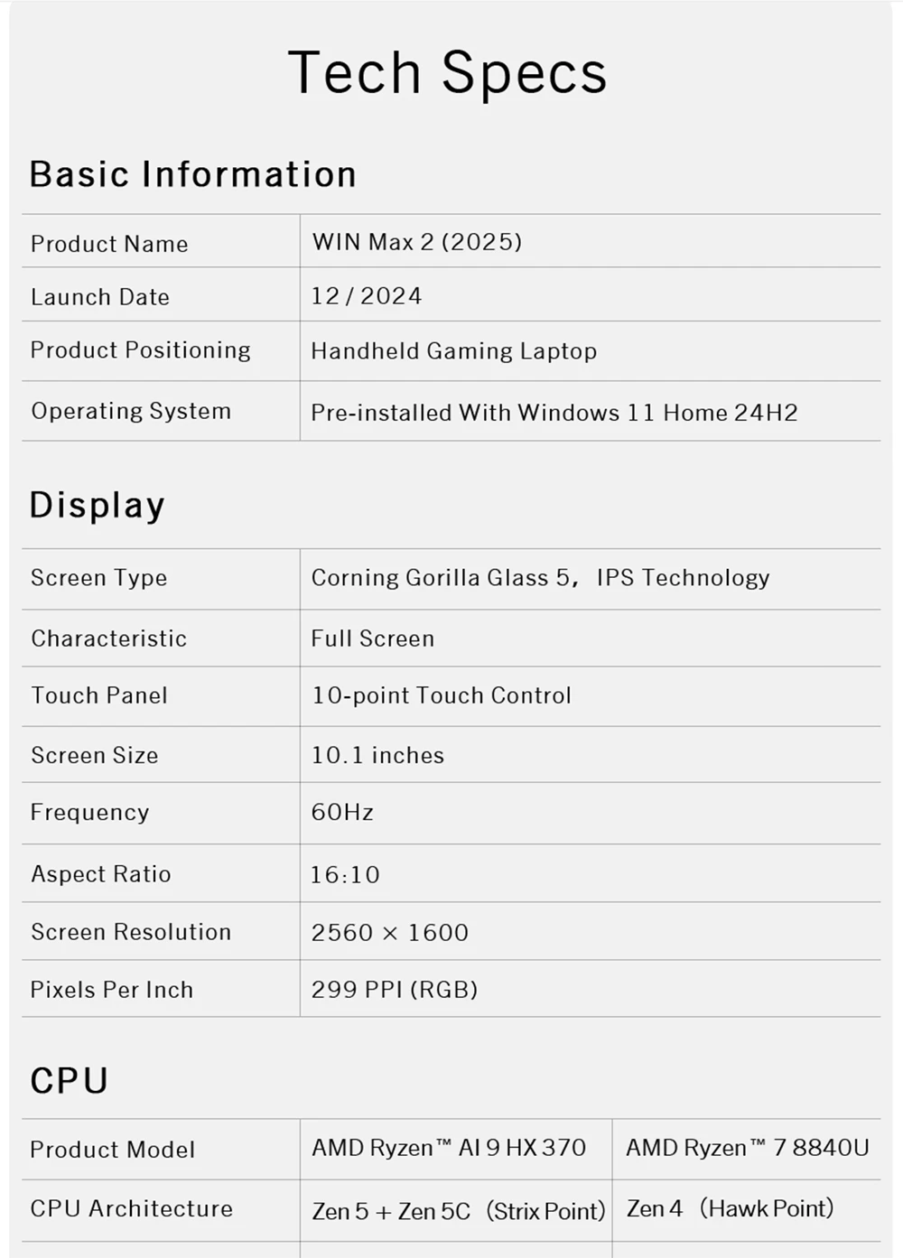 GPD WIN Max 2 (2025) Handheld Gaming PC, AMD Ryzen AI 9 HX 370 12 Cores Max 5.1GHz, 10.1'' 2560*1600 Screen, 32GB LPDDR5x 7500MT/s RAM 2TB SSD, 4G LTE, WiFi 6E Bluetooth 5.3, 2*USB4, 1*Oculink, 1*HDMI2.1, 2*USB 3.2, 1*SD, 1*microSD, 35W TDP - EU Plug