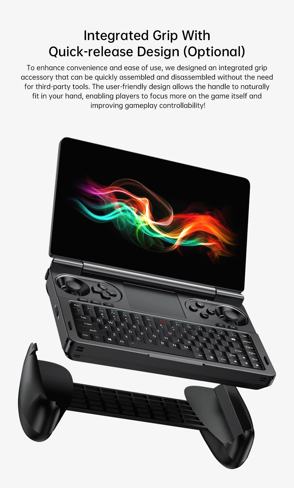 Console de jeu portable GPD WIN Mini (2025), écran 7'' 1920x1080, AMD Ryzen AI 9 HX 370 12 cœurs Max 5,1 GHz, 120 Hz, 32 Go de RAM LPDDR5x 2 To SSD, WiFi6E Bluetooth5.3, haut-parleurs hyper-linéaires, 1 * USB4, 1 * USB3.2 Type-C, 1 * USB Type-A, 1 * MicroSD - Blanc, prise américaine