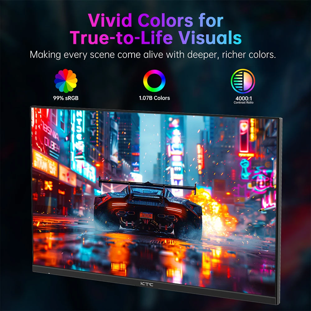 KTC H27E22P Gaming Monitor, 27 inch 1920*1080 FHD FAST VA Panel, 4000:1 Contrast Ratio, 280Hz High Refresh, 1ms GTG Response Time, FreeSync & G-Sync, HDR10, Low Blue Light & Flicker-Free, 2*HDMI 2.0, 1*DP 1.4, 1*USB 2.0, 1*Earphone