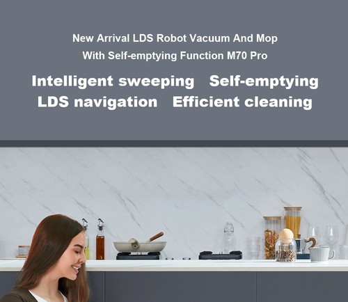 Liectroux M70 Pro Lidar Robot Vacuum Cleaner with Self-emptying Dustbin, Multi-floor Map Storage, 6500Pa Strong Suction, 3200mAh Battery, Max. 175min Runtime, Smart App & Voice Control, 3L Dust Bag, Black
