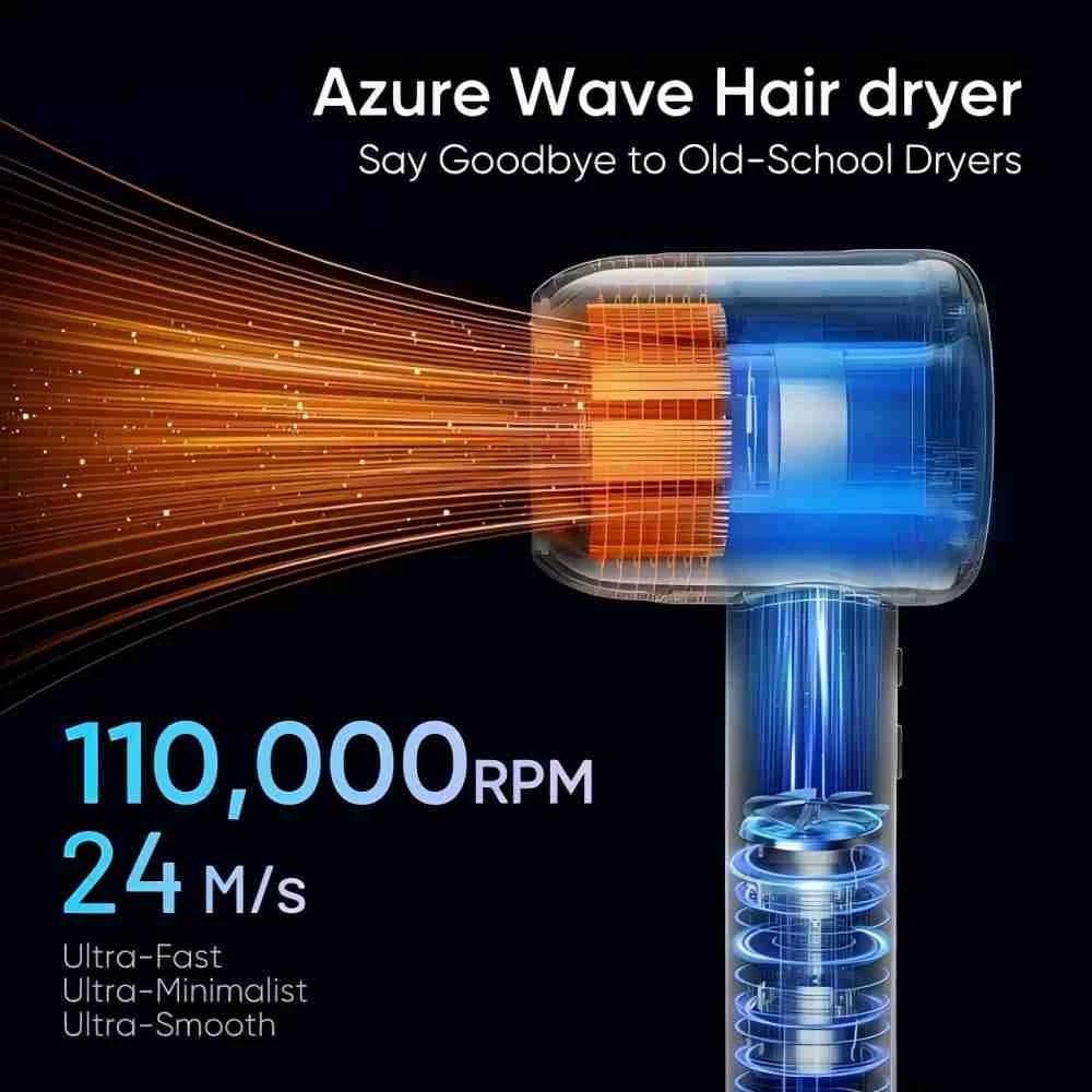 MOOSOO H2 High-Speed Hair Dryer, Negative Ionic Blow Dryer with 110, 000 RPM Brushless Motor for Fast Drying, Low Noise, Thermo-Control, RGB Light, for Home, Travel