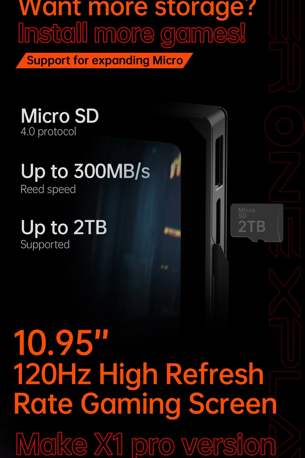 One Netbook OneXPlayer X1 Pro Handheld Gaming PC, AMD Ryzen AI 9 HX 370 12 Cores Max 5.1GHz, 10.95'' 2560*1600 120Hz LTPS Screen, 32GB LPDDR5x 7500MHz RAM 2TB SSD, 2*USB-C, 1*USB3.2, 1*TF Card, 1* Oculink, 1*3.5mm Audio, Harman Sound System - EU Plug