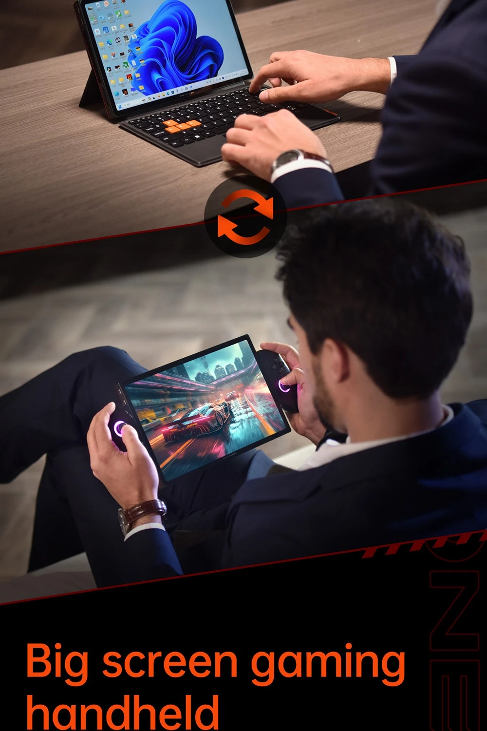 One Netbook OneXPlayer X1 Pro Handheld Gaming PC, AMD Ryzen AI 9 HX 370 12 Cores Max 5.1GHz, 10.95'' 2560*1600 120Hz LTPS Screen, 32GB LPDDR5x 7500MHz RAM 2TB SSD, 2*USB-C, 1*USB3.2, 1*TF Card, 1* Oculink, 1*3.5mm Audio, Harman Sound System - EU Plug