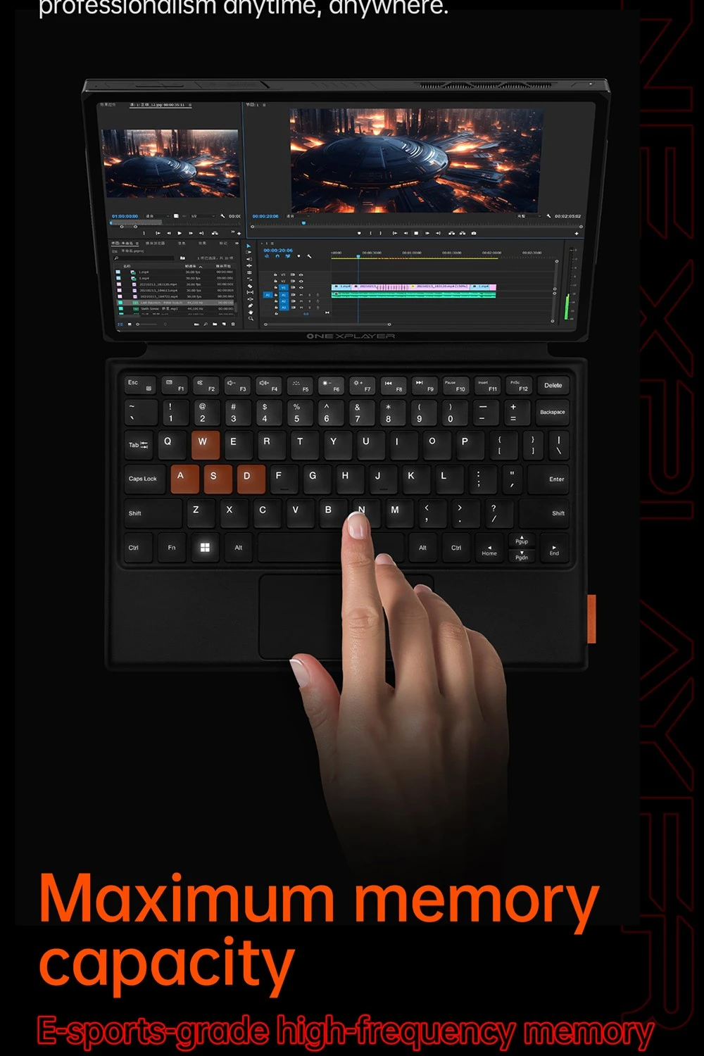 One Netbook OneXPlayer X1 Pro Handheld Gaming PC, AMD Ryzen AI 9 HX 370 12 Cores Max 5.1GHz, 10.95'' 2560*1600 120Hz LTPS Screen, 32GB LPDDR5x 7500MHz RAM 2TB SSD, 2*USB-C, 1*USB3.2, 1*TF Card, 1* Oculink, 1*3.5mm Audio, Harman Sound System - EU Plug
