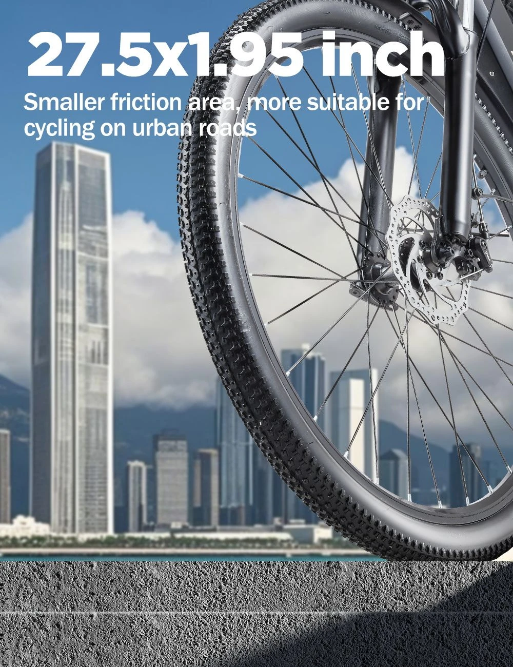 RANDRIDE YG70 Electric Bike, 1000W Motor, 48V 14Ah Battery, 27.5*1.95 inch Tire, 45km/h Max Speed, 50km Range, Mechanical Brake, Front Fork Suspension, 27 Speed, LCD Display