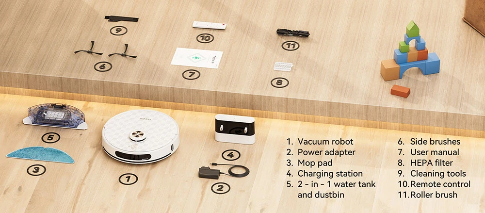 Ηλεκτρική σκούπα ρομπότ Tesvor S8 Pro 2 σε 1 με λειτουργία σκουπίσματος, αναρρόφηση 6000Pa, πλοήγηση LiDAR, χρόνος λειτουργίας 240 λεπτά, έλεγχος APP/Alexa