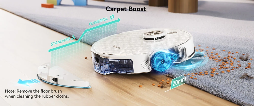 Ηλεκτρική σκούπα ρομπότ Tesvor S8 Pro 2 σε 1 με λειτουργία σκουπίσματος, αναρρόφηση 6000Pa, πλοήγηση LiDAR, χρόνος λειτουργίας 240 λεπτά, έλεγχος APP/Alexa