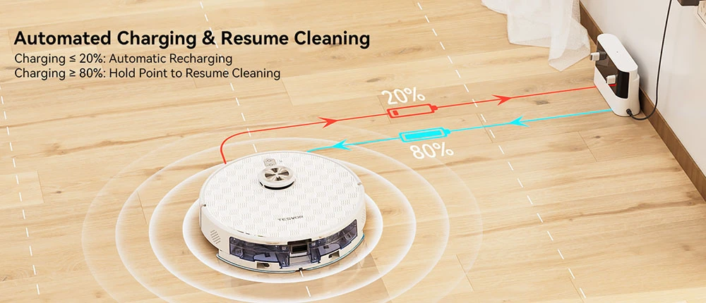 Ηλεκτρική σκούπα ρομπότ Tesvor S8 Pro 2 σε 1 με λειτουργία σκουπίσματος, αναρρόφηση 6000Pa, πλοήγηση LiDAR, χρόνος λειτουργίας 240 λεπτά, έλεγχος APP/Alexa