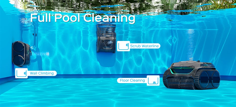 WYBOT C2 Akku-Pool-Roboter-Staubsauger, Wand- und Wasserlinienreinigung, doppelte Reinigungsfilterung, f&uuml;r Einbaupools bis zu 230 m&sup2;, Schwarz/Gr&uuml;n