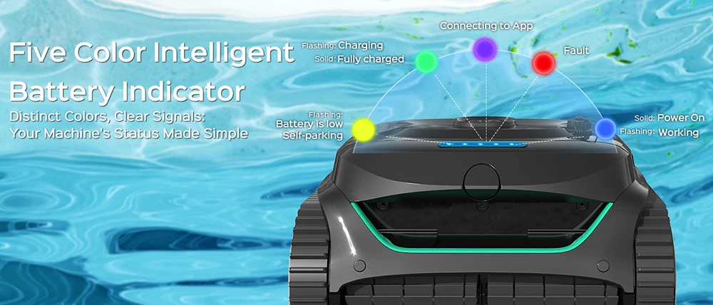 WYBOT C2 Akku-Pool-Roboter-Staubsauger, Wand- und Wasserlinienreinigung, doppelte Reinigungsfilterung, f&uuml;r Einbaupools bis zu 230 m&sup2;, Schwarz/Gr&uuml;n