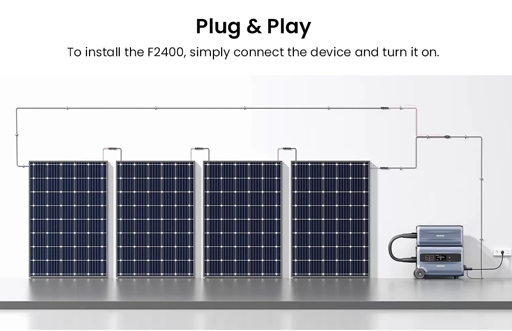 Centrale électrique portable RUNHOOD F2400, batterie LiFePO4 2400 W 2400 Wh, puissance de crête 4800 W, générateur extérieur, système de stockage d'énergie pour balcon