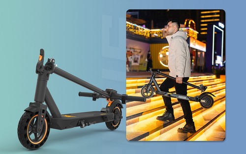 KuKirin S1 Max Foldable Electric Scooter, 350W Motor, 36V 10.4Ah Battery, 8-inch Tires, Taillight 39km Range, Spring Shock Absorption, Big Display, 15-degree slope, IP54 Waterproof Safety folding buckle
