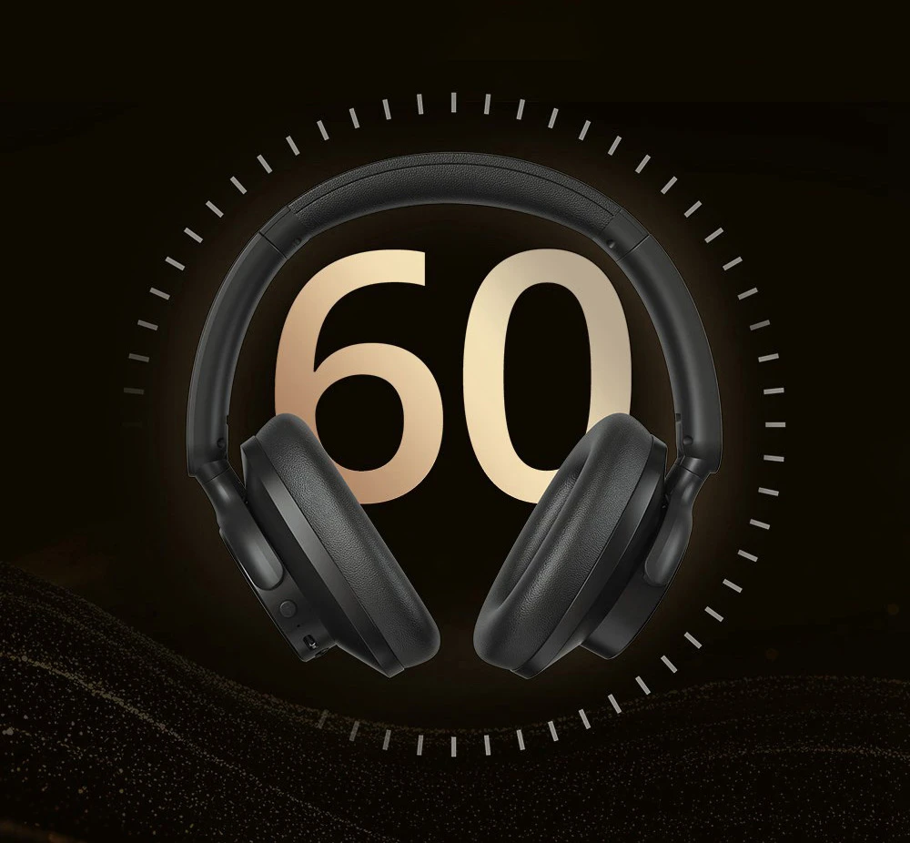 Căști ANC hibride Tronsmart SOUNFII Q20S, Bluetooth 5.3, anulare activă hibridă a zgomotului, timp de redare 60 de ore, audio de înaltă rezoluție, căști rotative la 90°, pereche cu 2 dispozitive, control aplicație Tronsmart - negru