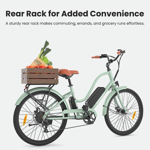 Touroll B2 Electric Bike, 250W Motor, 36V 15.6Ah Battery, 26*2.25 inch Tires, 25km/h Max Speed, 100km Range, Disc Brake & E-Brake, Shimano 7-speed, LED Display