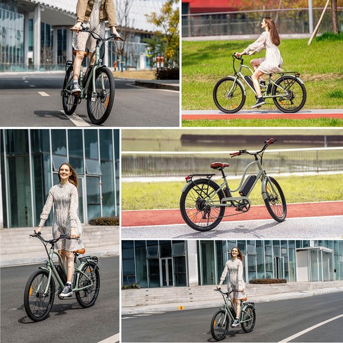 Touroll B2 Electric Bike, 250W Motor, 36V 15.6Ah Battery, 26*2.25 inch Tires, 25km/h Max Speed, 100km Range, Disc Brake & E-Brake, Shimano 7-speed, LED Display