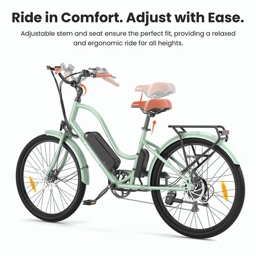 Touroll B2 Electric Bike, 250W Motor, 36V 15.6Ah Battery, 26*2.25 inch Tires, 25km/h Max Speed, 100km Range, Disc Brake & E-Brake, Shimano 7-speed, LED Display