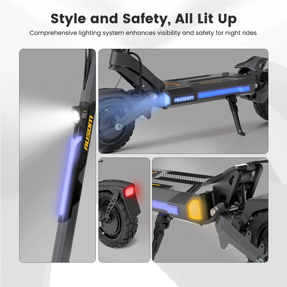 Hulajnoga elektryczna Ausom DT2 Pro – moc 2200 W, zasięg 115 km 9 System bezpieczeństwa Ausom DT2 Pro