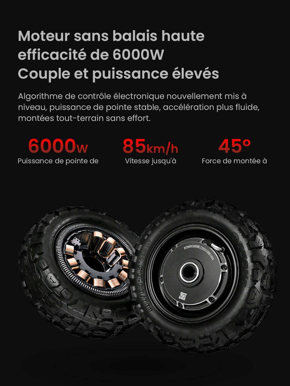 Trottinette électrique BOYUEDA S3-11, moteur 2*3000W, batterie 60V 38AH, pneu 11 pouces, vitesse maximale 85km/h, autonomie 120km, freins à disque hydrauliques doubles, amortisseur hydraulique, écran LCD