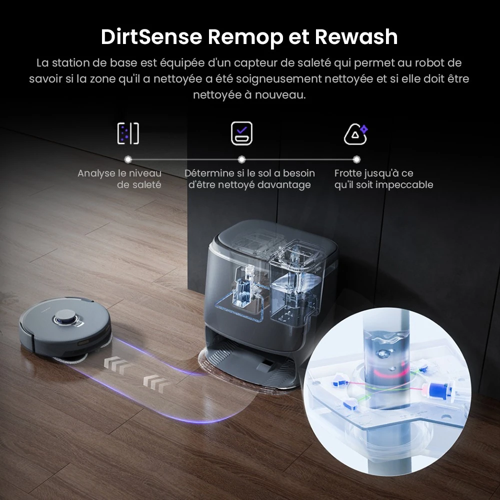 Aspirateur robot et balai Narwal Freo Z Ultra avec station de base, puissance de 12 000 Pa, autovidange, double caméra, zéro enchevêtrement, 120 jours sans entretien, levage automatique de la vadrouille jusqu'à 12 mm, évitement d'obstacles par tri-laser, lavage et séchage à l'eau chaude adaptatifs par IA - Blanc