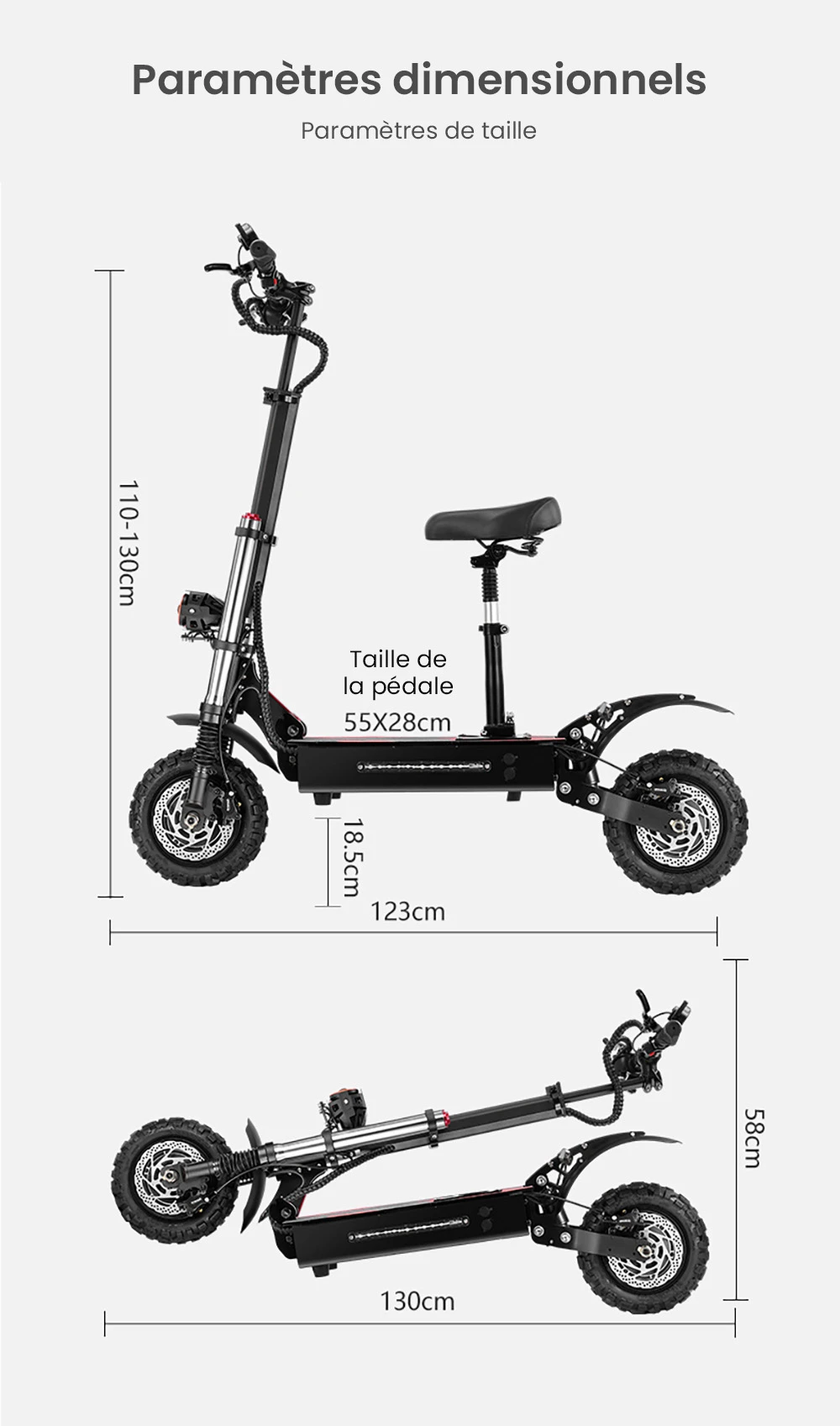 Trottinette électrique BOYUEDA S3-11, moteur 2*3000W, batterie 60V 38AH, pneu 11 pouces, vitesse maximale 85km/h, autonomie 120km, freins à disque hydrauliques doubles, amortisseur hydraulique, écran LCD
