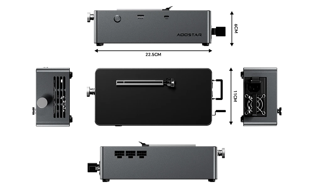 Station d'accueil eGPU AOOSTAR AG02 avec port Oculink et USB4, charge inversée 100 W, alimentation 800 W intégrée, prise en charge de l'interface TGX (échange à chaud) - Prise UE