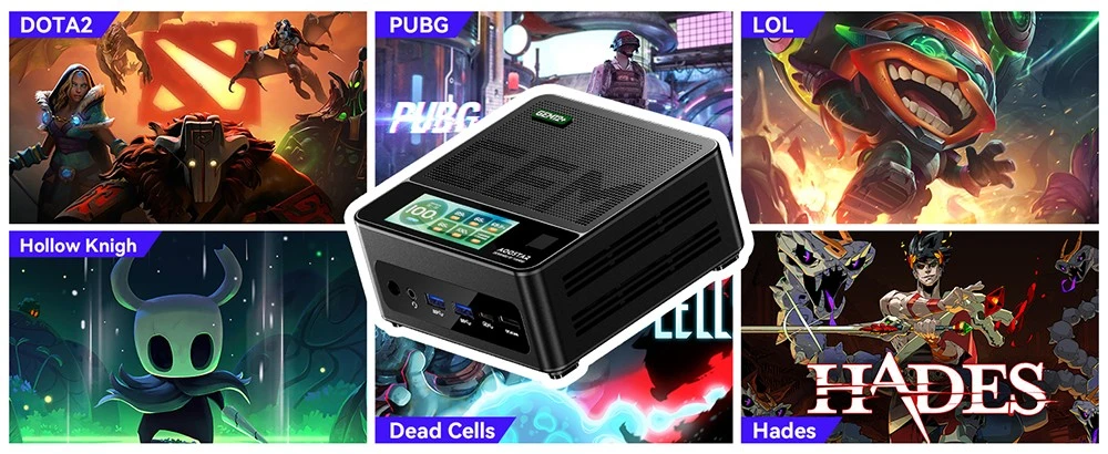 AOOSTAR GEM12+ Pro ミニ PC モニター付き、指紋ロック解除、AMD Ryzen 7 Pro 8845HS 8 コア最大 5.1GHz、16GB RAM 512GB SSD、HDMI2.1 + DP1.4+ USB4 + Type-C 4K クアッドディスプレイ、WiFi6 Bluetooth5.2、2*2.5G LAN、2*USB3.2、2*USB2.0、1*Oculink - EU プラグ