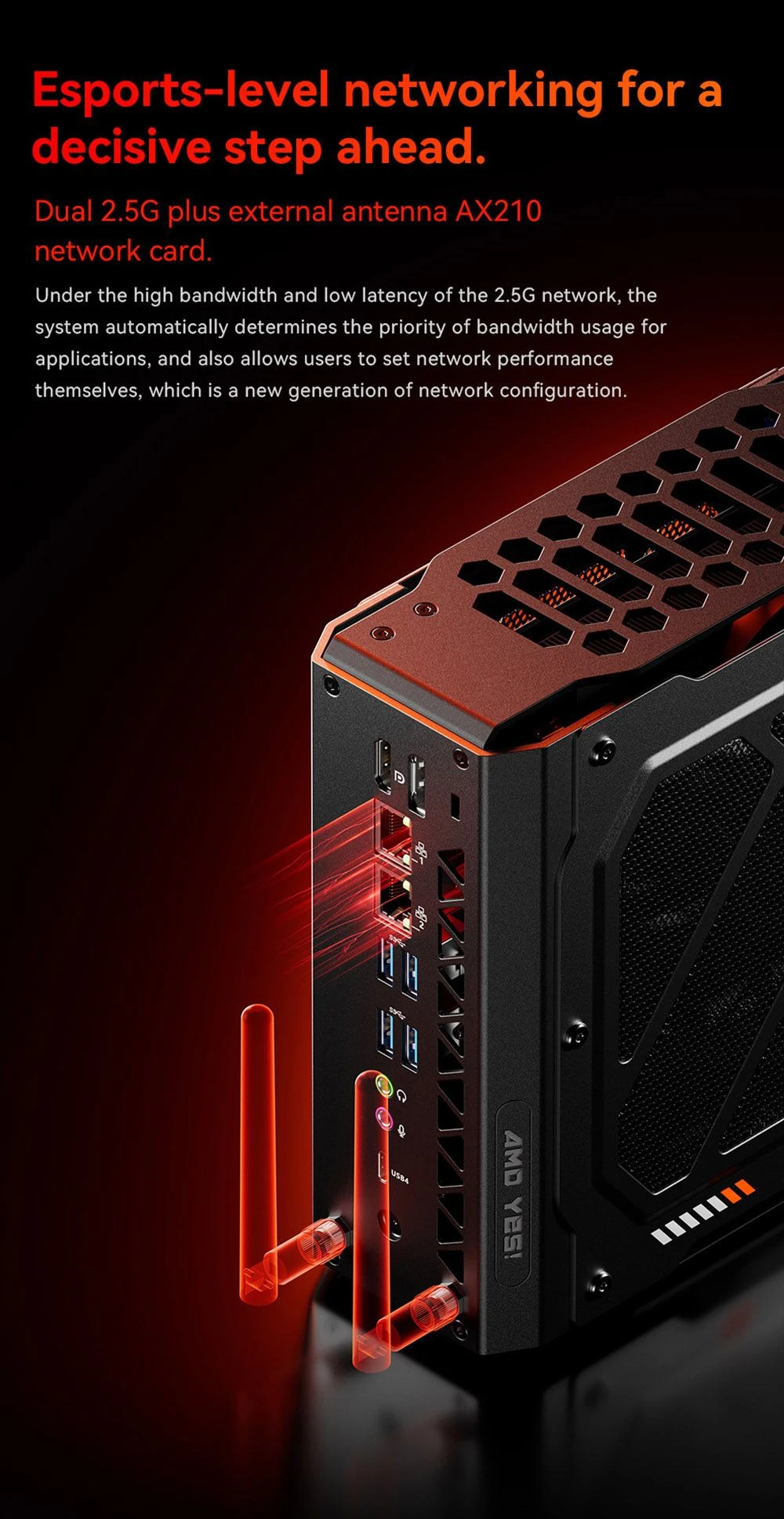 พีซีเกมมิ่งมินิ AOOSTAR GODX พร้อม GPU แบบแยก, CPU AMD Ryzen 9 6900HX 8 คอร์ 4.9GHz, GPU AMD Radeon RX 6600LE 8GB 128bit, RAM 32GB SSD 1TB, WiFi6, LAN 2*2.5G, USB5 3.2*, USB1 4*, Type-C 1*, DP 1*, HDMI 1*, แจ็คหูฟัง 2*, พอร์ตไมโครโฟน 2* - ปลั๊ก EU
