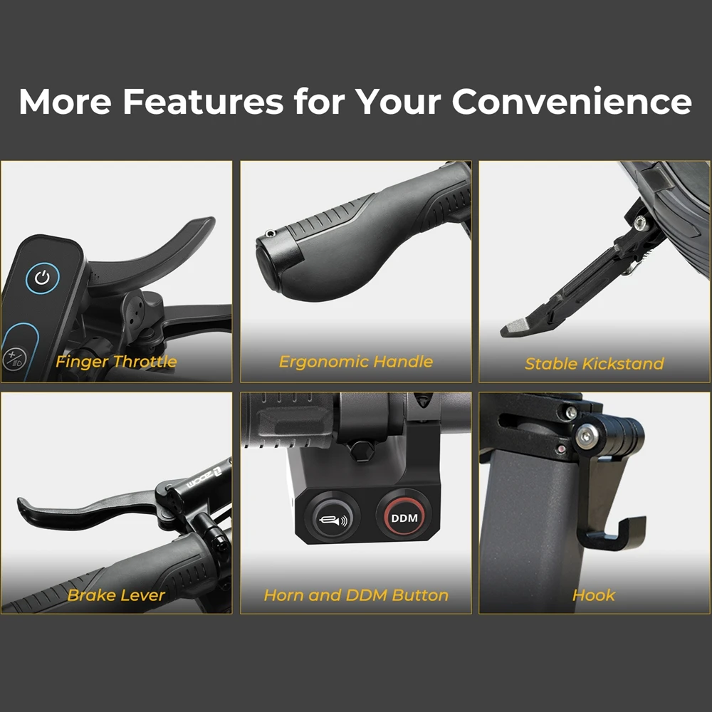 Trotinetă electrică Ausom F1 Max, 2 motoare de 1400 W, baterie de 60 V și 20,8 Ah, anvelope de 10 inch, viteză maximă de 72 km/h, autonomie maximă de 100 km, frâne hidraulice pe disc față și spate, blocare NFC și cod de acces