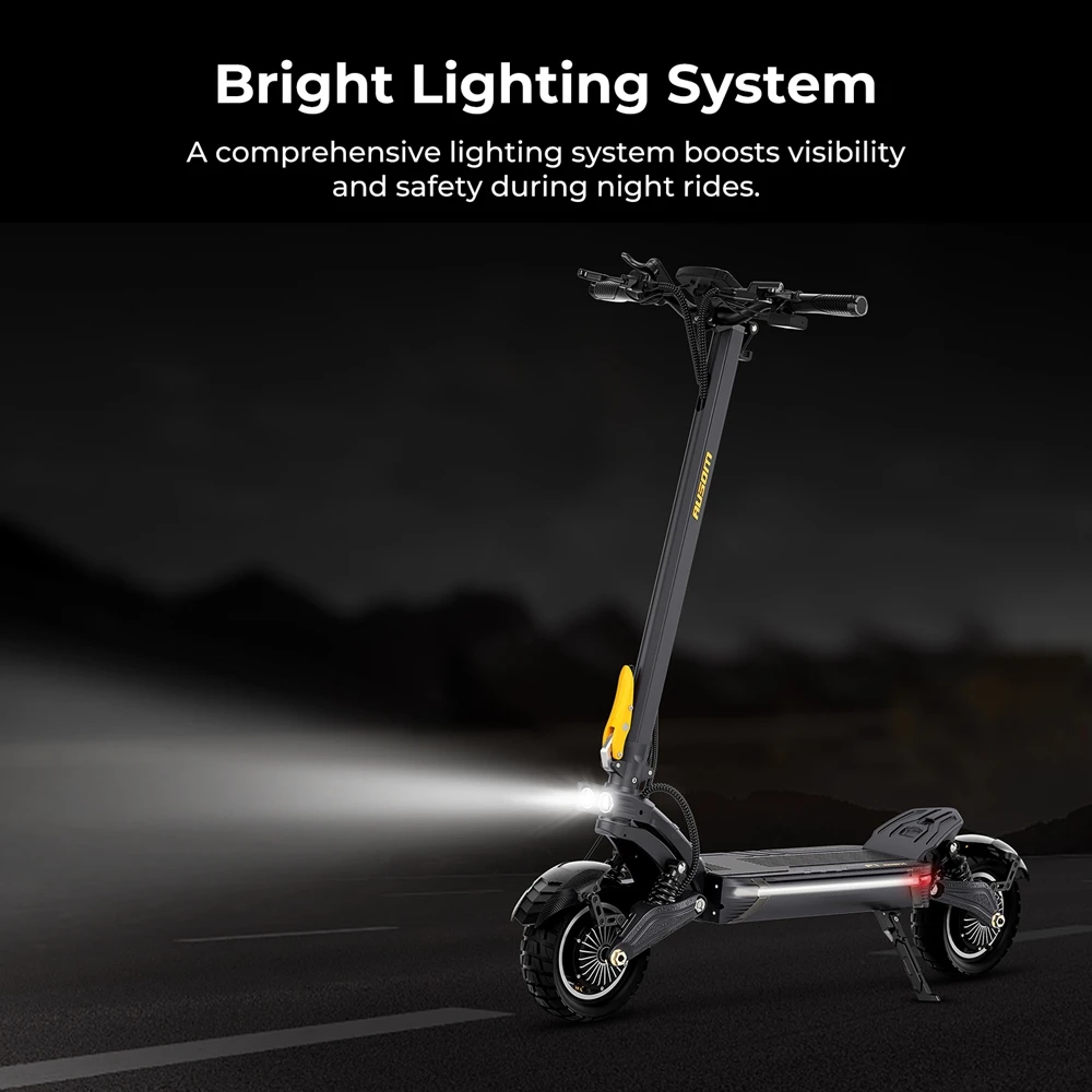 Trotinetă electrică Ausom F1 Max, 2 motoare de 1400 W, baterie de 60 V și 20,8 Ah, anvelope de 10 inch, viteză maximă de 72 km/h, autonomie maximă de 100 km, frâne hidraulice pe disc față și spate, blocare NFC și cod de acces