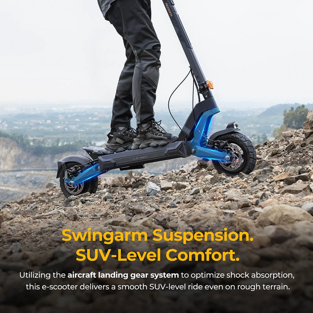 Ausom L2 Max Scuter electric, 1000W Motor, 48V 20.8Ah Baterie, 10 inci anvelope, 50km/h Max Speed, 90km Range, Front & Spațiu de protecție, Suspensie de arma de balansare, NFC & punte de cod de acces