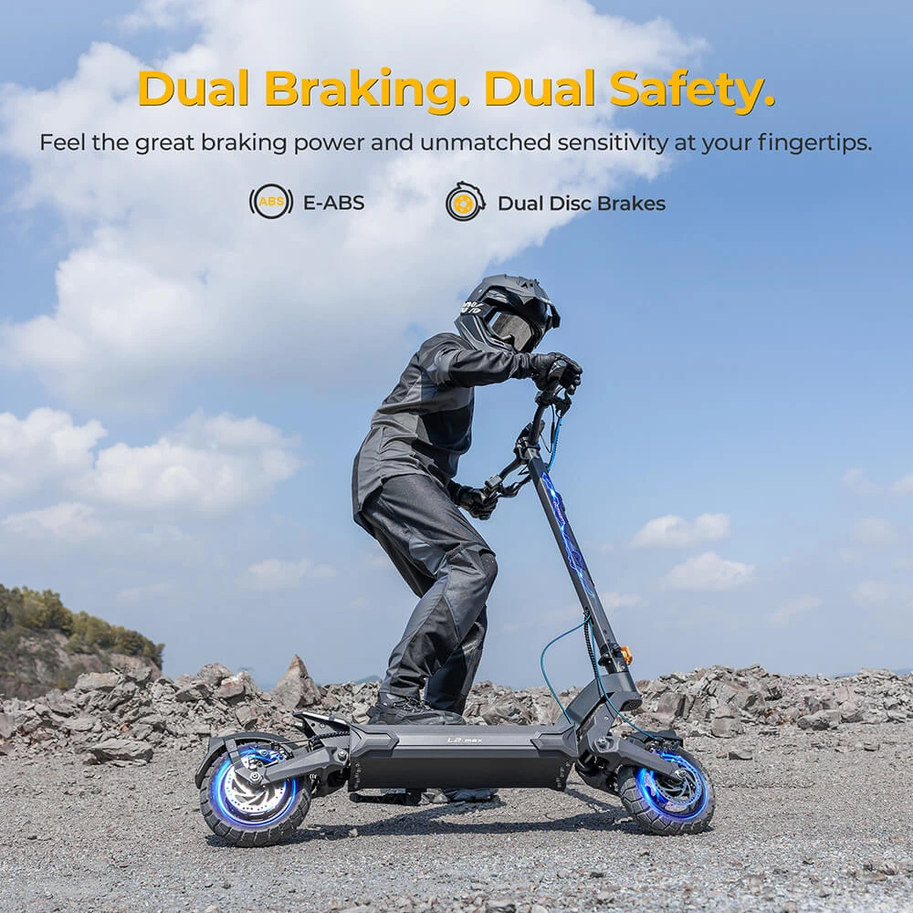 Ausom L2 Max Scuter electric, 1000W Motor, 48V 20.8Ah Baterie, 10 inci anvelope, 50km/h Max Speed, 90km Range, Front & Spațiu de protecție, Suspensie de arma de balansare, NFC & punte de cod de acces
