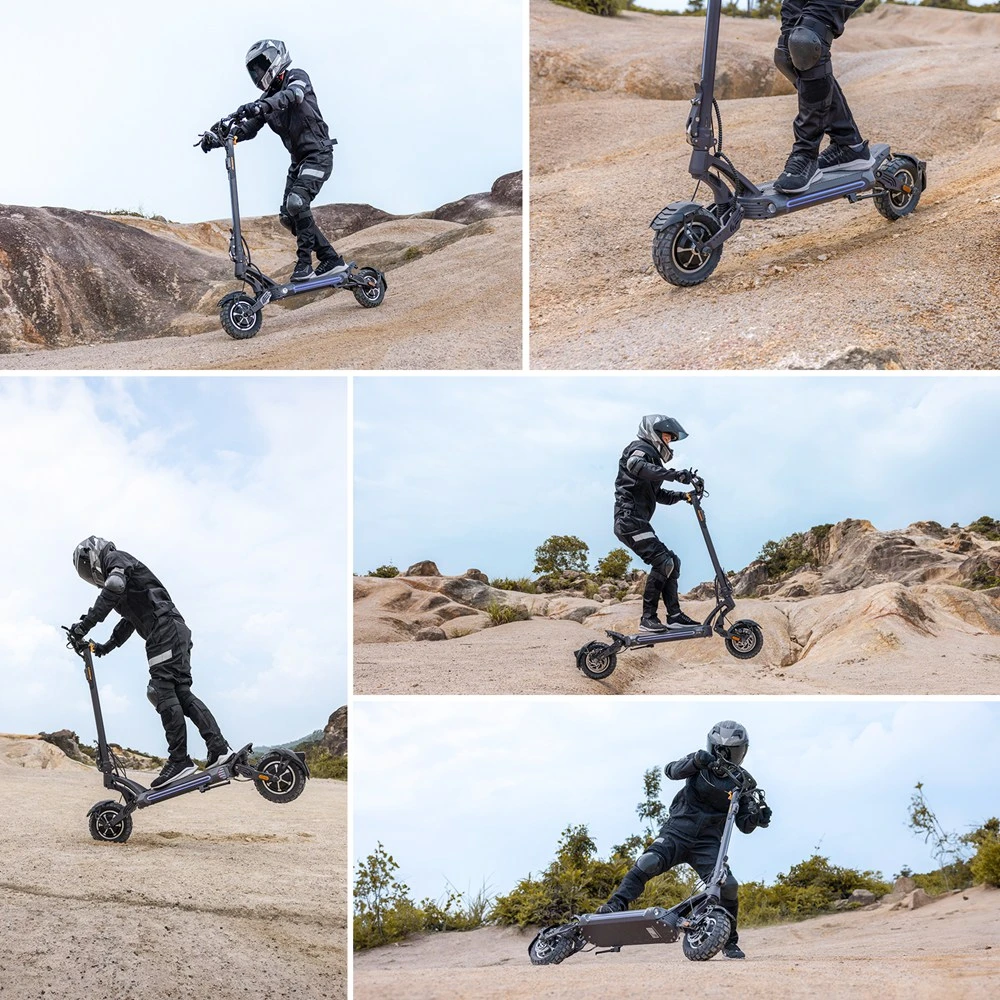 Trotinetă electrică Ausom SR1, 2 motoare de 1000 W, baterie de 52 V și 20,8 Ah, anvelope de 10 inch, viteză maximă de 65 km/h, autonomie de 95 km, frâne hidraulice cu disc față și spate, suspensie cu braț oscilant