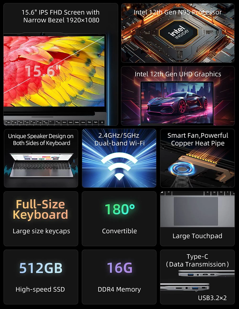 BMAX X15 Pro Laptop oldalnézet
