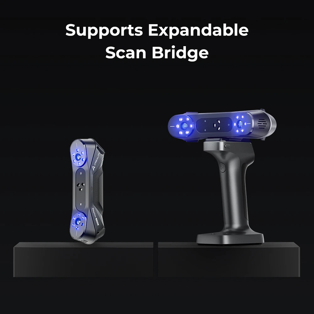 Scanner 3D Creality Raptor Pro, laser bleu NIR 22+7, vitesse de numérisation de 60 ips, objets entre 5 et 4 000 mm, numérisation couleur 24 bits, précision de 0,02 mm, anti-tremblement