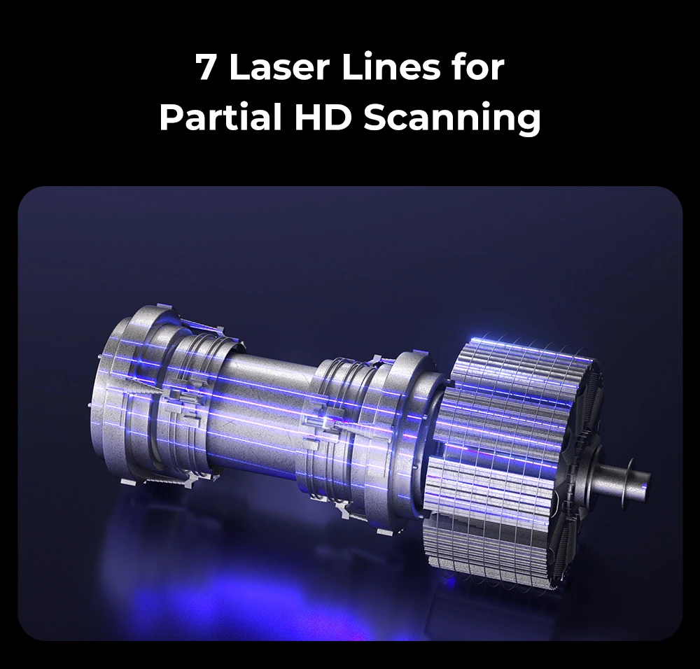 Scanner 3D Creality Raptor Pro, laser bleu NIR 22+7, vitesse de numérisation de 60 ips, objets entre 5 et 4 000 mm, numérisation couleur 24 bits, précision de 0,02 mm, anti-tremblement