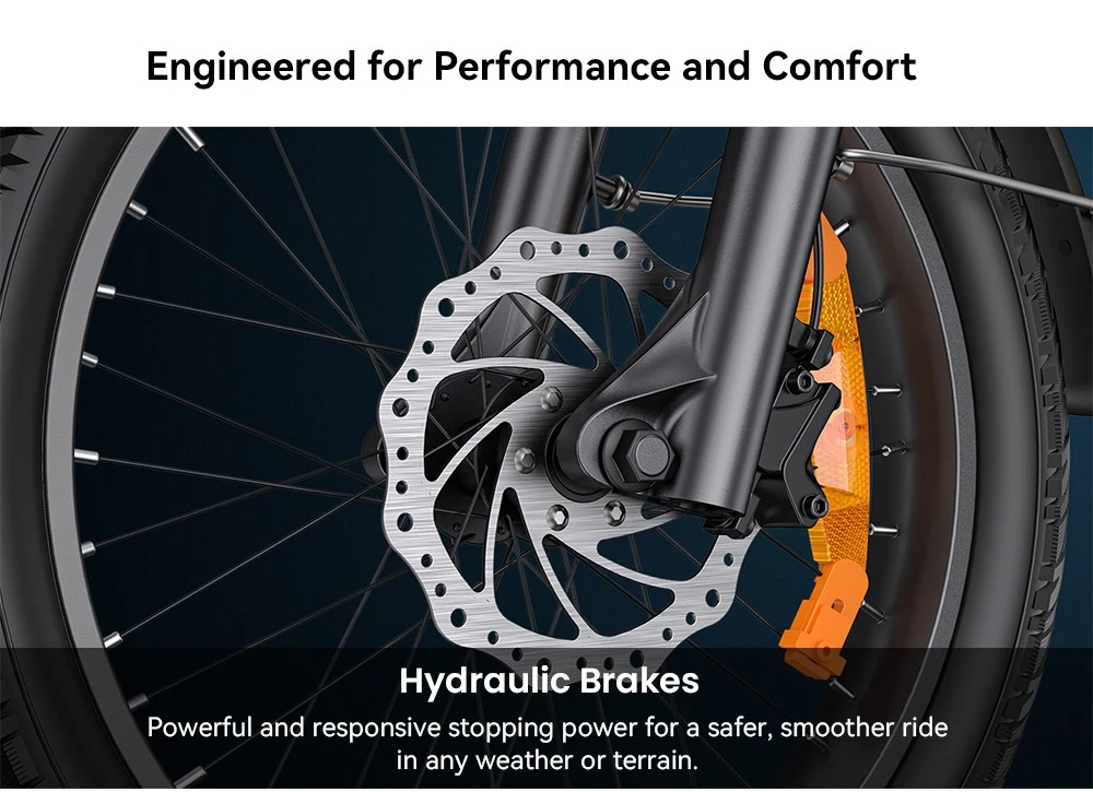 €1449 per ENGWE L20 3.0 Pro 250W 48V 15Ah, bici elettrica pieghevole con motore centrale, GPS e antifurto, autonomia da 160km, freni idraulici, doppia ammortizzazione ruote 20X3.0 offerta sul sito del produttore ENGWE 8 Engwe L20 3.0 Pro freni a disco idraulici